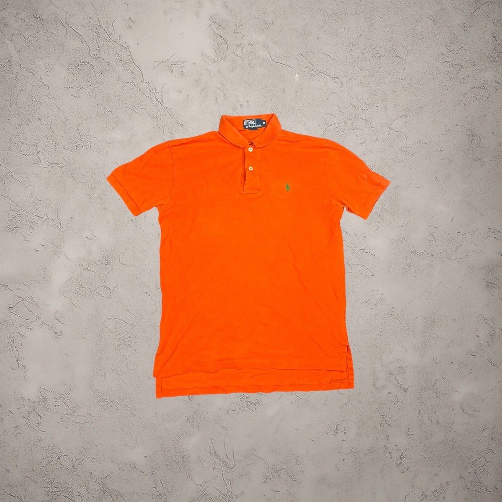 Polo Ralph Lauren Orange Pique Cotton Short‎ Sleeve Polo Shirt Mens Large Y2K